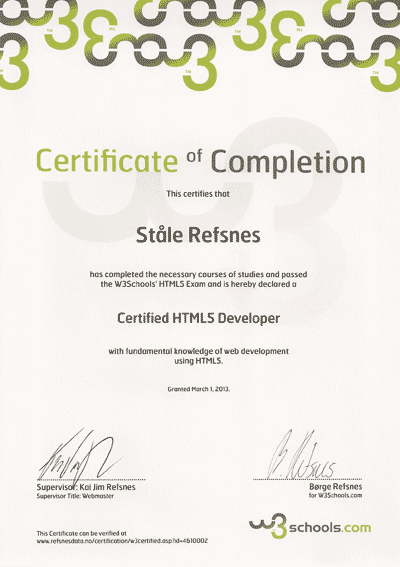 HTML Certificate