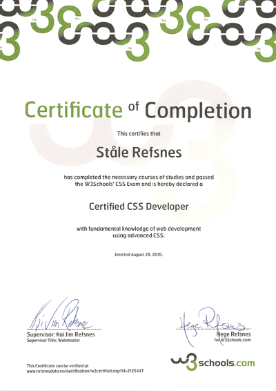 HTML Certificate